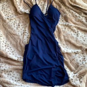 Navy Ruched Bodycon Dress